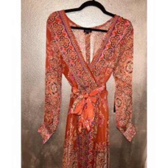 Bohemian Long Sleeve Maxi Dress in the color Rust NWT! - Picture 2 of 5